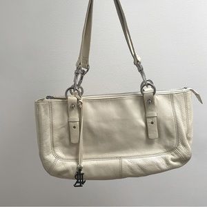 Lauren Ralph Lauren Genuine Leather East West Swing Zip Bag - White/Cream